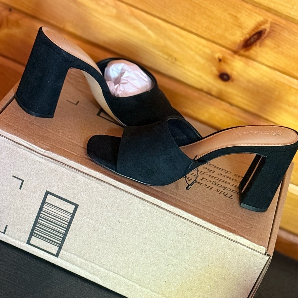 Franco Sarto Black Suede Mules